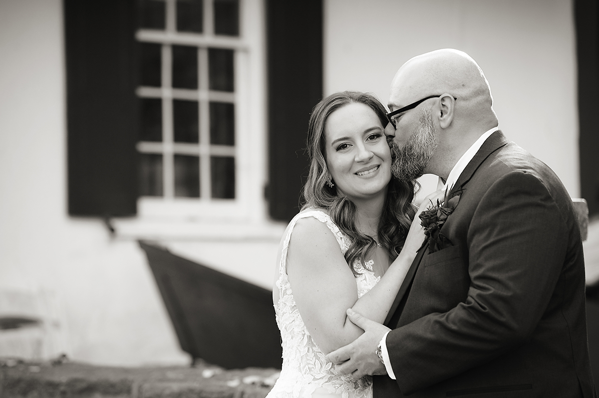bride and groom portrait at Valley Green Inn wedding day