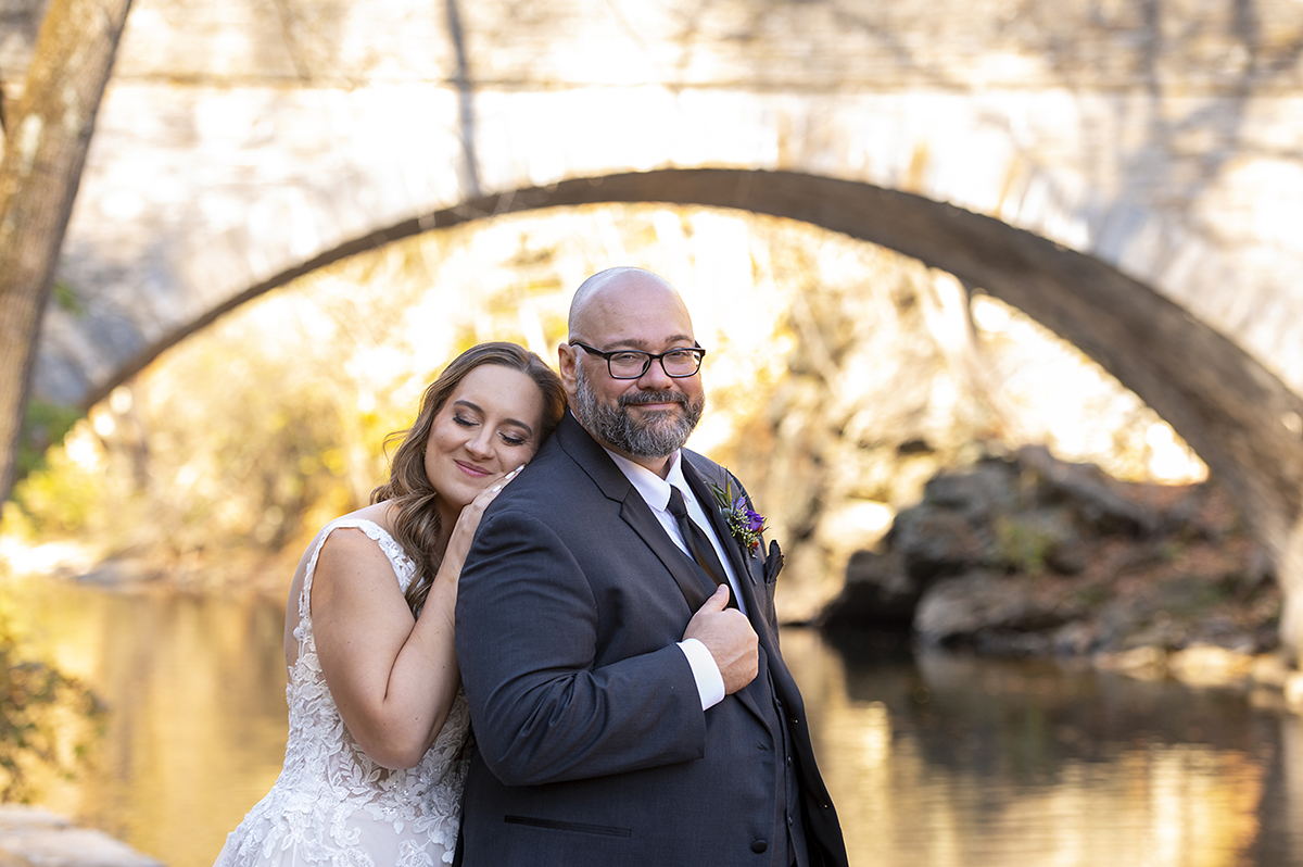 bride and groom portrait at Valley Green Inn wedding day