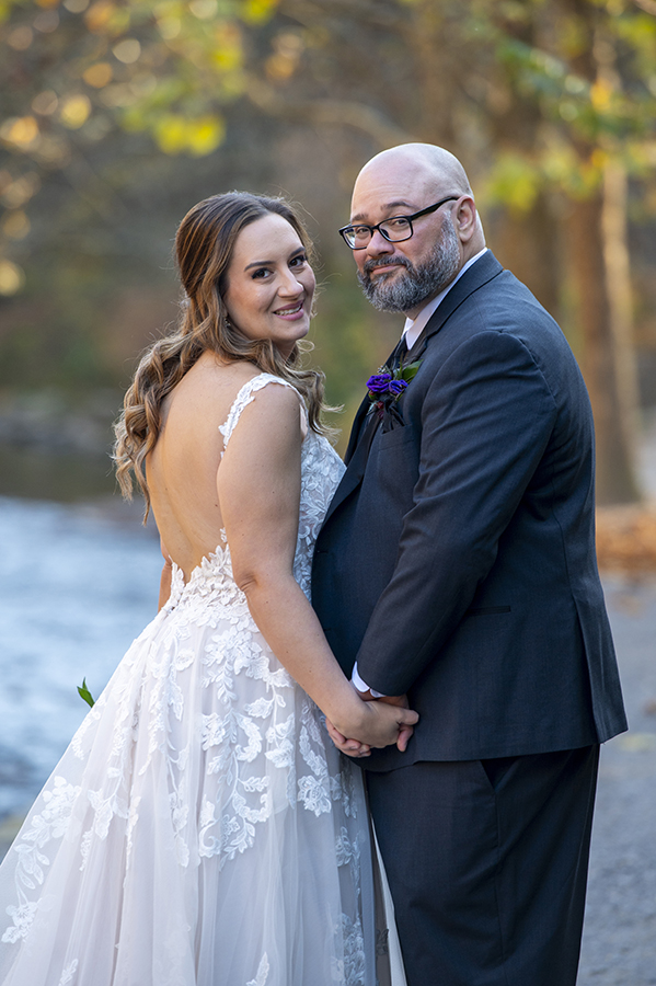 bride and groom portrait at Valley Green Inn wedding day