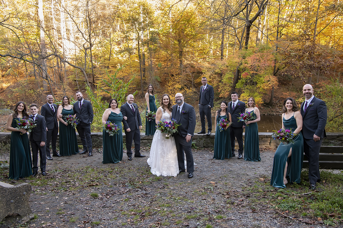 wedding party portrait at Valley Green Inn wedding