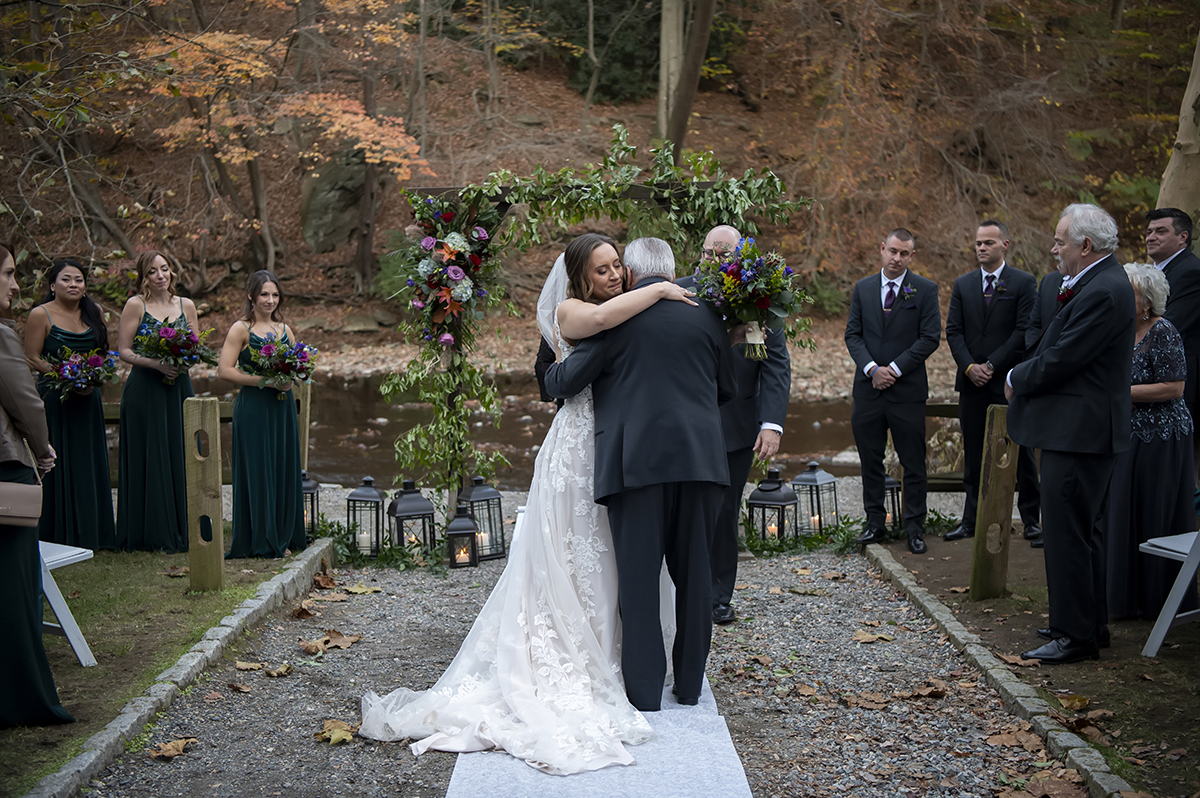 fall wedding ceremony at Valley Green Inn wedding