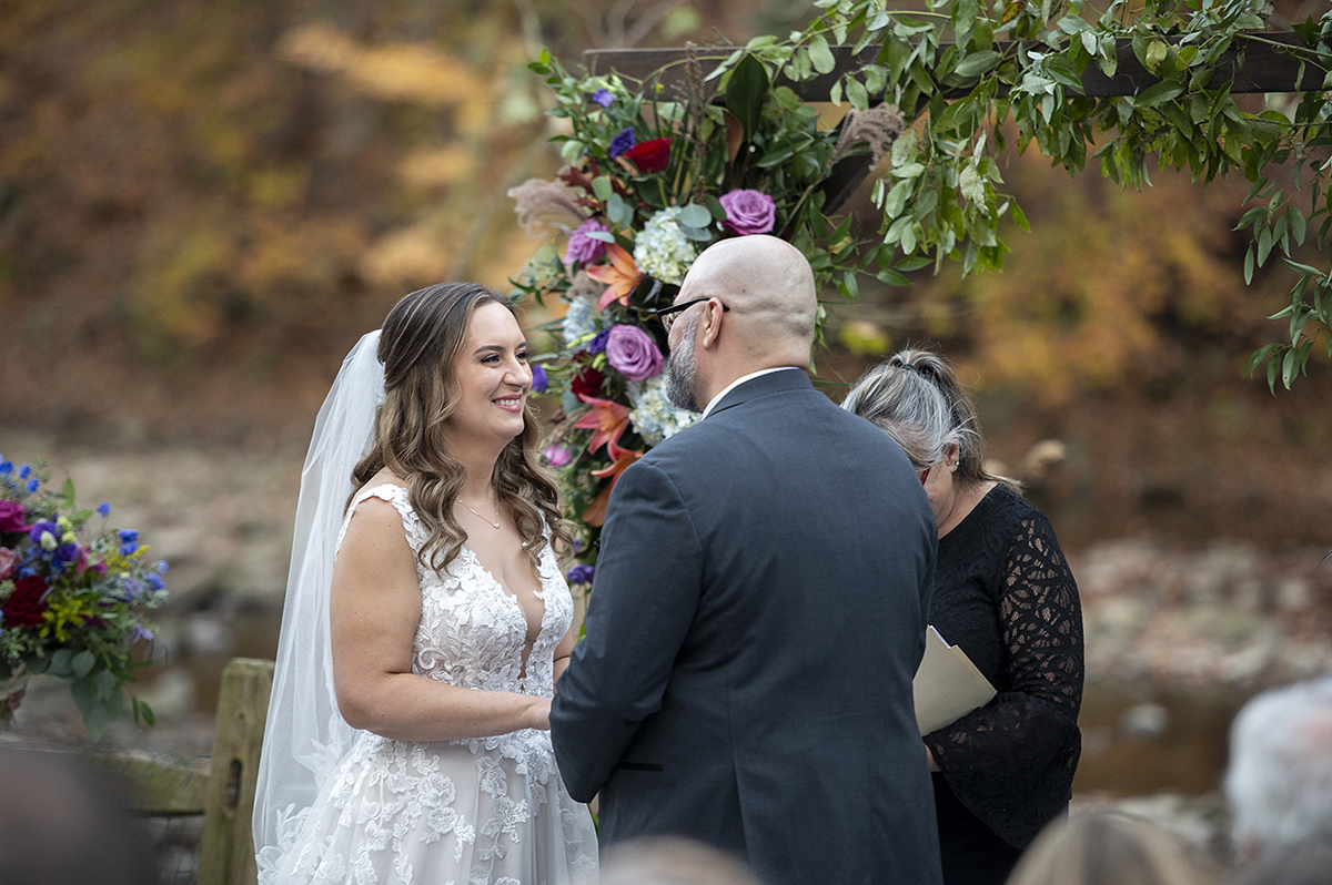 fall wedding ceremony at Valley Green Inn wedding