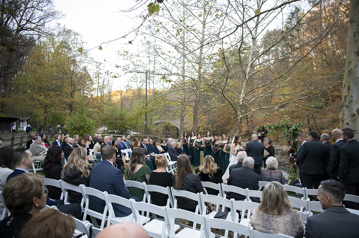 fall wedding ceremony at Valley Green Inn wedding