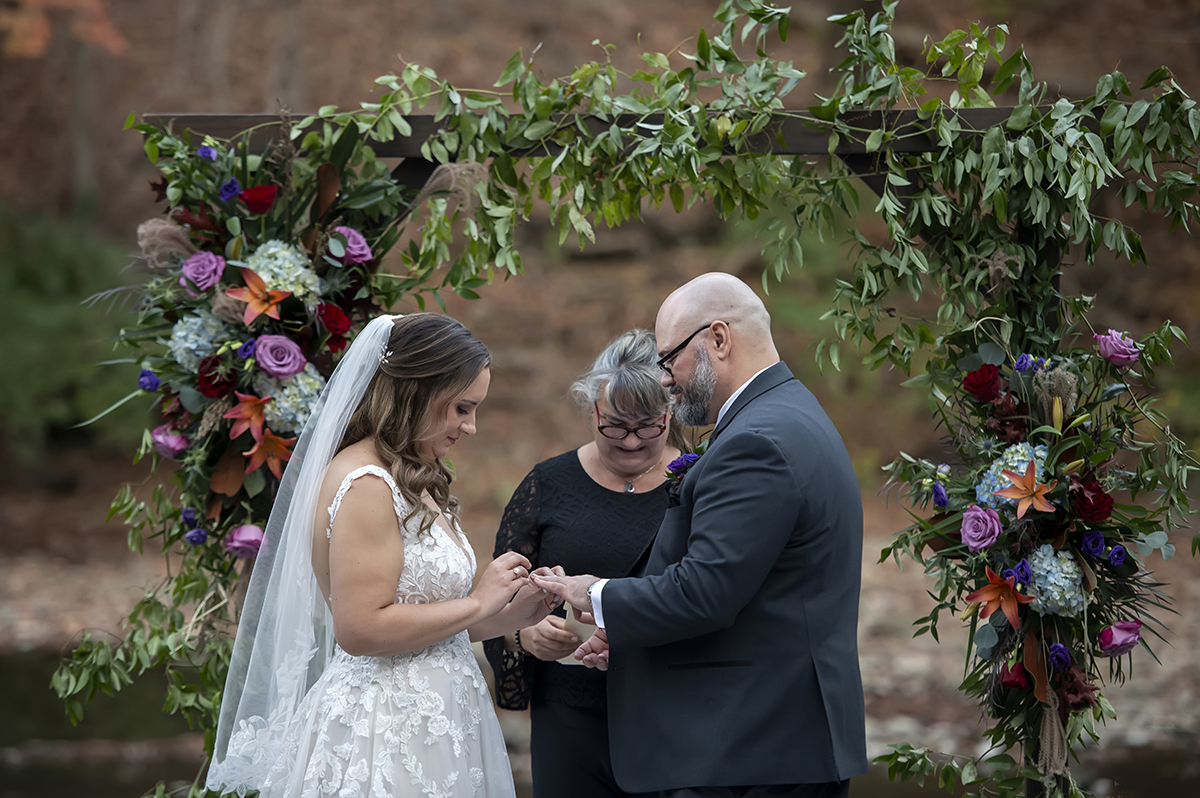 fall wedding ceremony at Valley Green Inn wedding