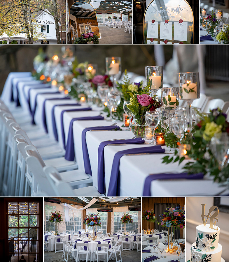 wedding reception decor at Valley Green Inn wedding