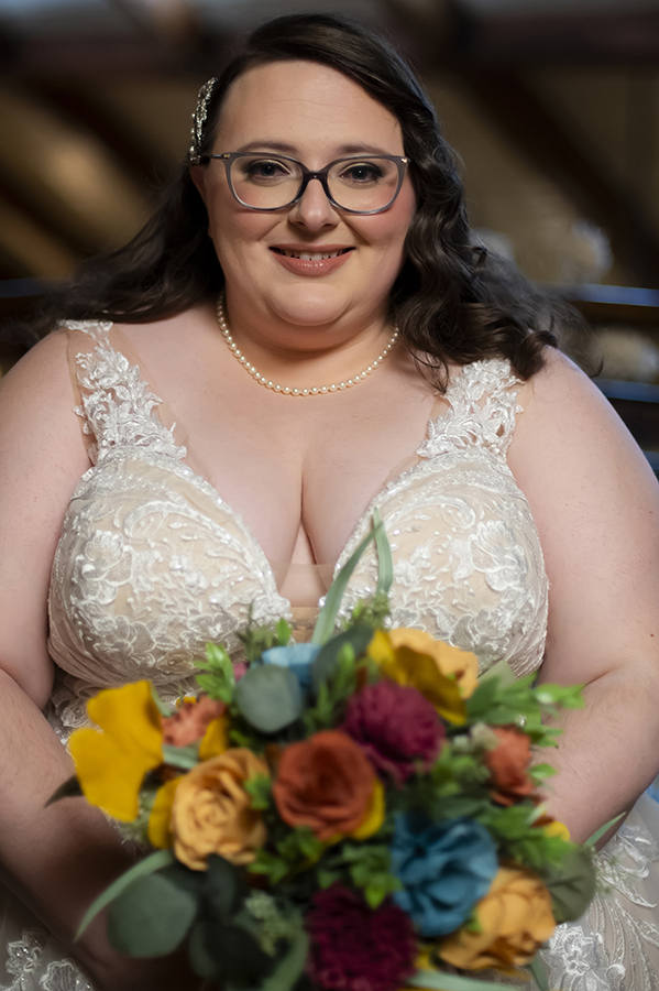 bride on wedding day at Stone House at Stirling Ridge