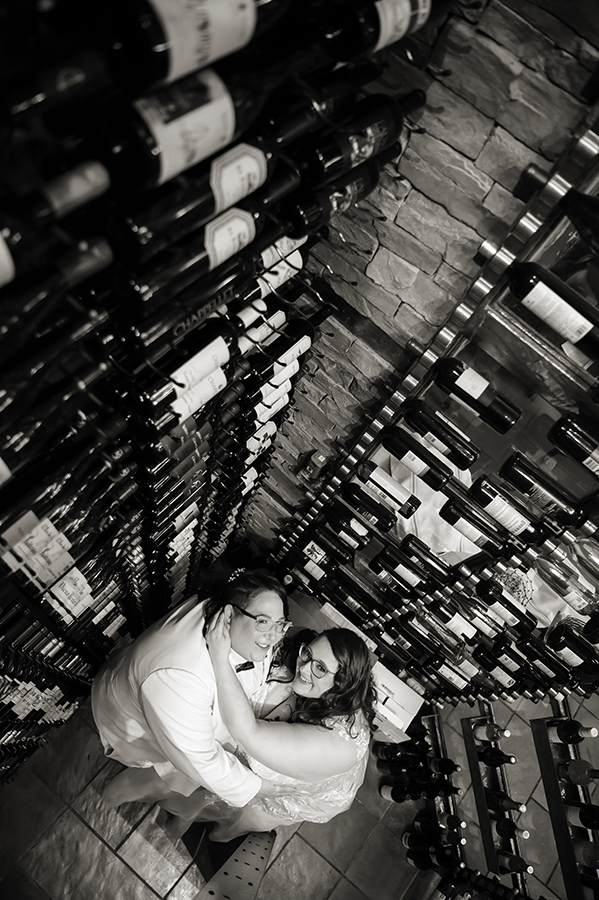 brides on wedding day at Stone House at Stirling Ridge. LGBTQ wedding