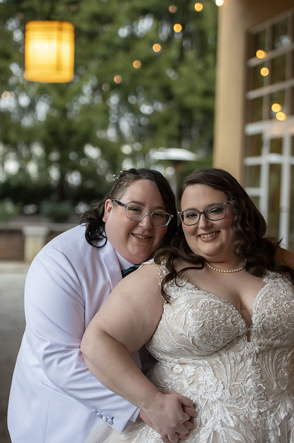brides on wedding day at Stone House at Stirling Ridge. LGBTQ wedding
