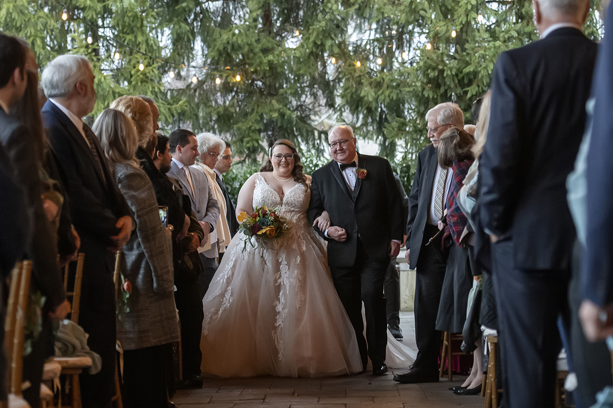 winter wedding ceremony at Stone House at Stirling Ridge. LGBTQ wedding