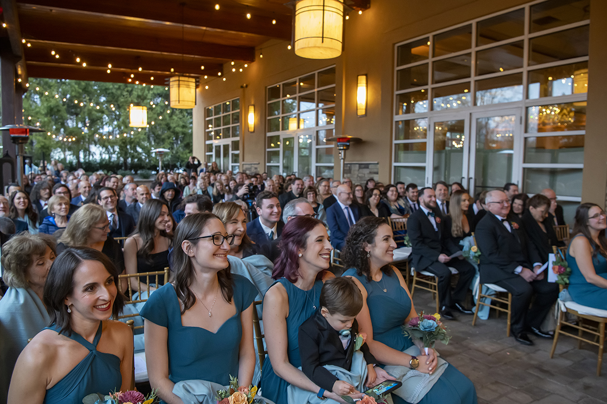 winter wedding ceremony at Stone House at Stirling Ridge. LGBTQ wedding