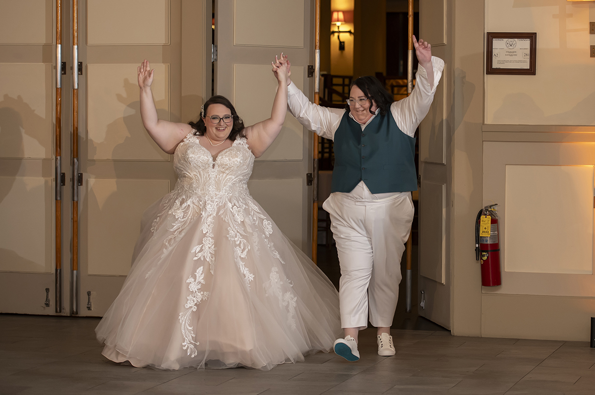 winter wedding reception at Stone House at Stirling Ridge. LGBTQ wedding