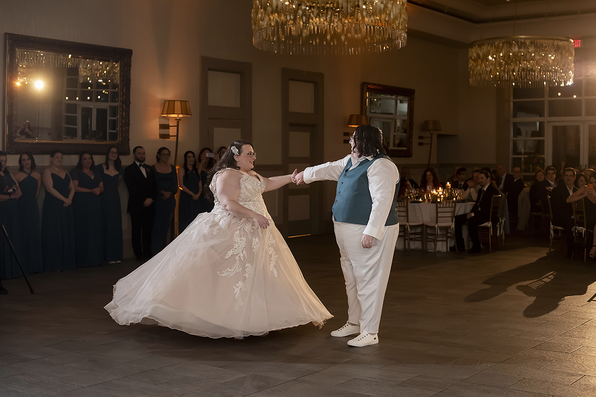 winter wedding reception at Stone House at Stirling Ridge. LGBTQ wedding