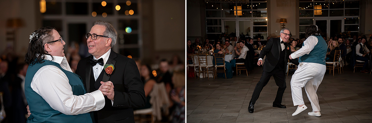 winter wedding reception at Stone House at Stirling Ridge. LGBTQ wedding