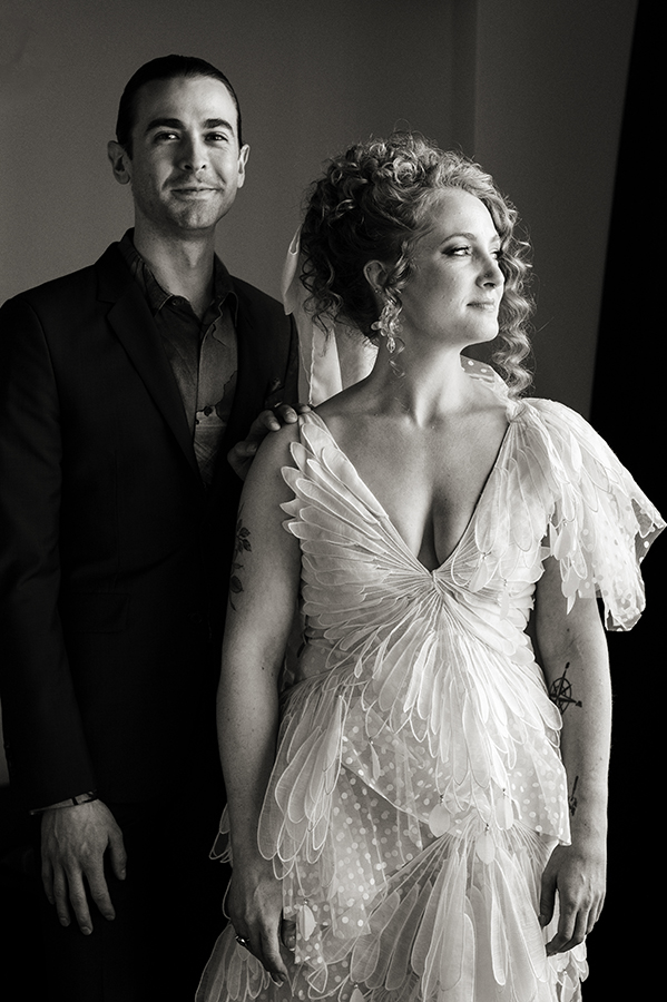 bride and groom portrait before wedding at Prospect Park Boathouse in Brooklyn