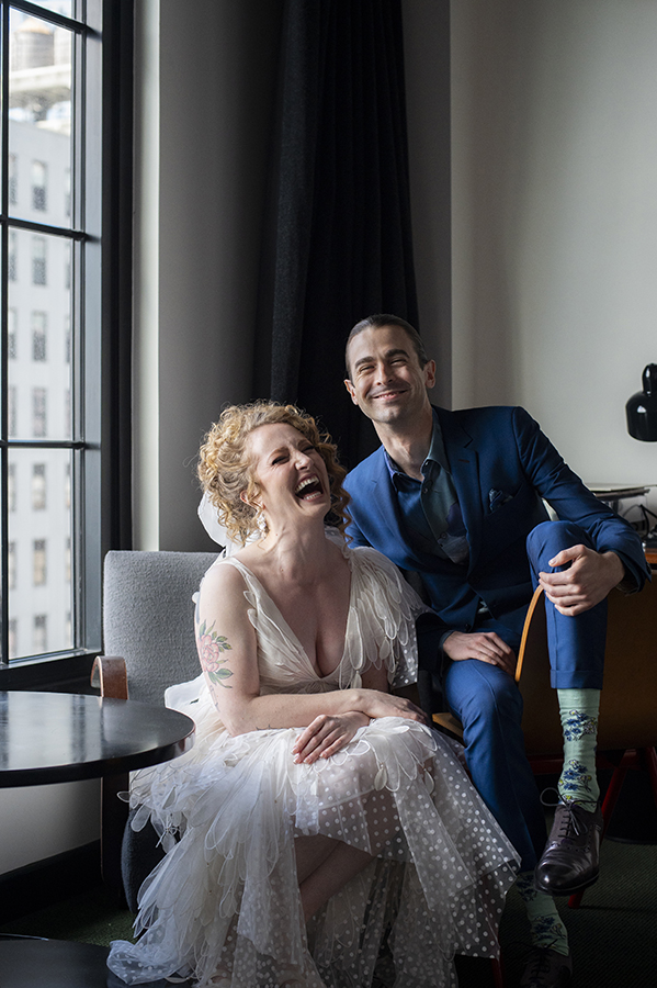 bride and groom portrait before wedding at Prospect Park Boathouse in Brooklyn