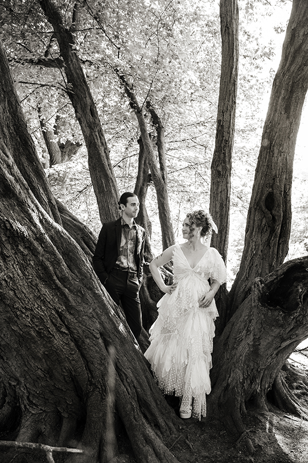 bride and groom on wedding day at Prospect Park Boathouse in Brooklyn
