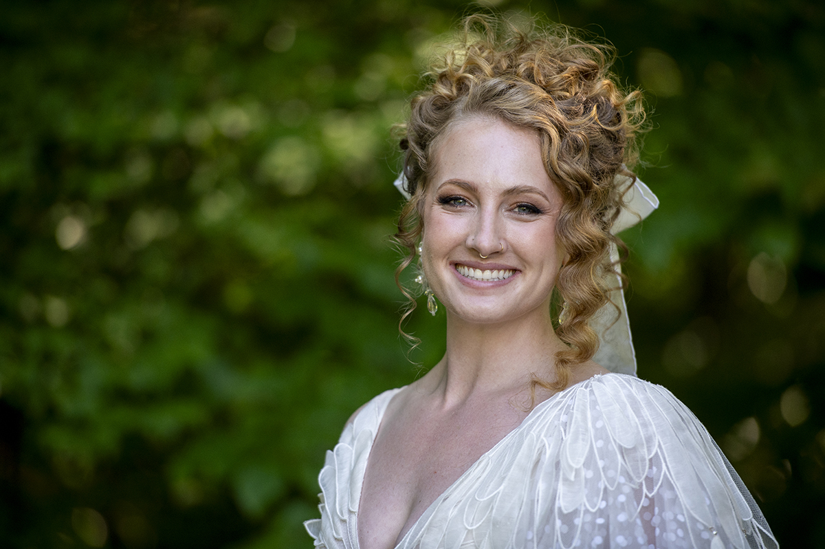 bride on wedding day at Prospect Park Boathouse in Brooklyn