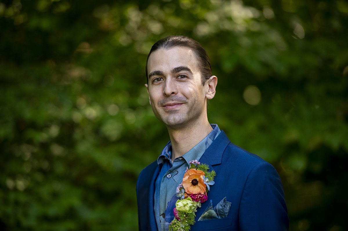 groom on wedding day at Prospect Park Boathouse in Brooklyn