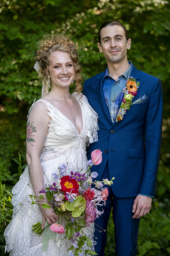 bride and groom on wedding day at Prospect Park Boathouse in Brooklyn