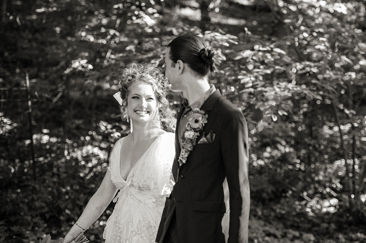 bride and groom on wedding day at Prospect Park Boathouse in Brooklyn