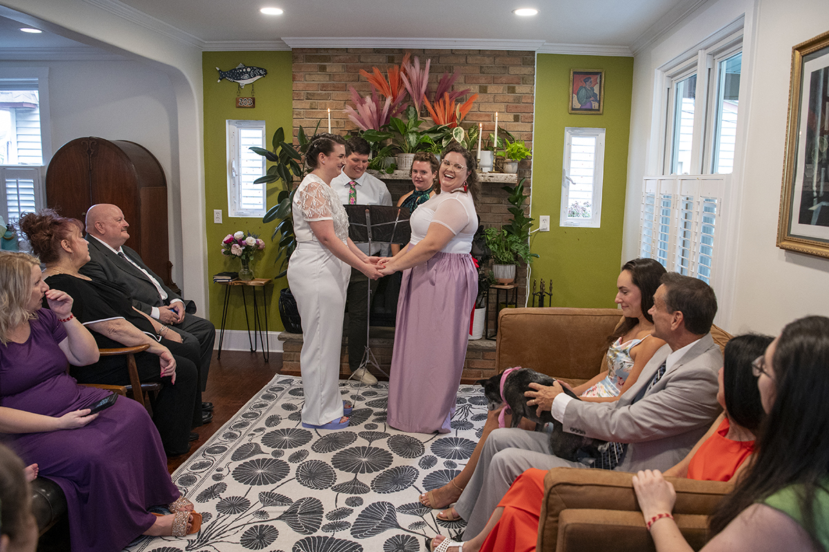 intimate New Jersey wedding ceremony at brides' home