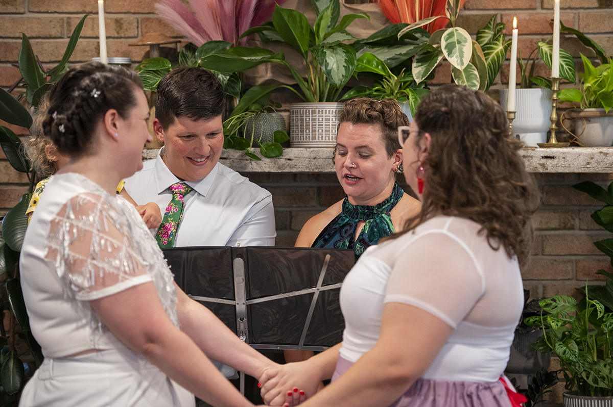 intimate New Jersey wedding ceremony at brides' home