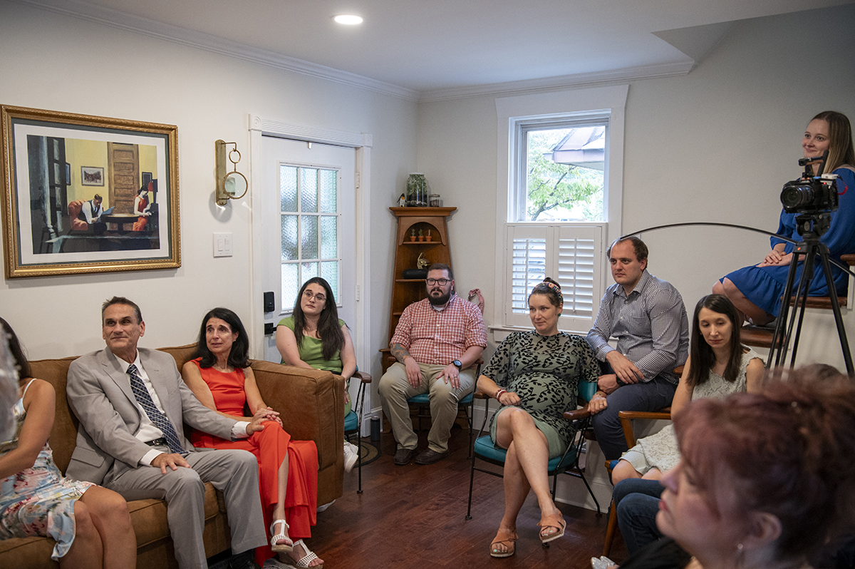 intimate New Jersey wedding ceremony at brides' home
