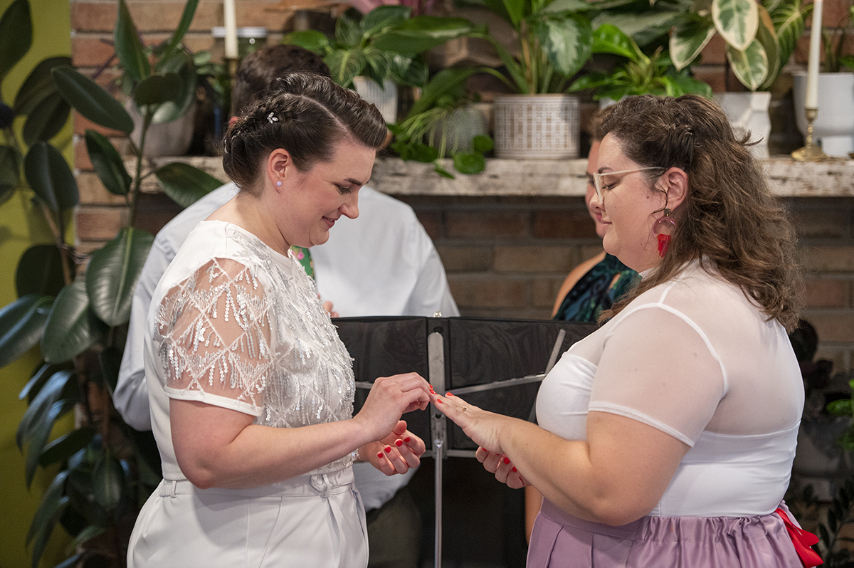intimate New Jersey wedding ceremony at brides' home