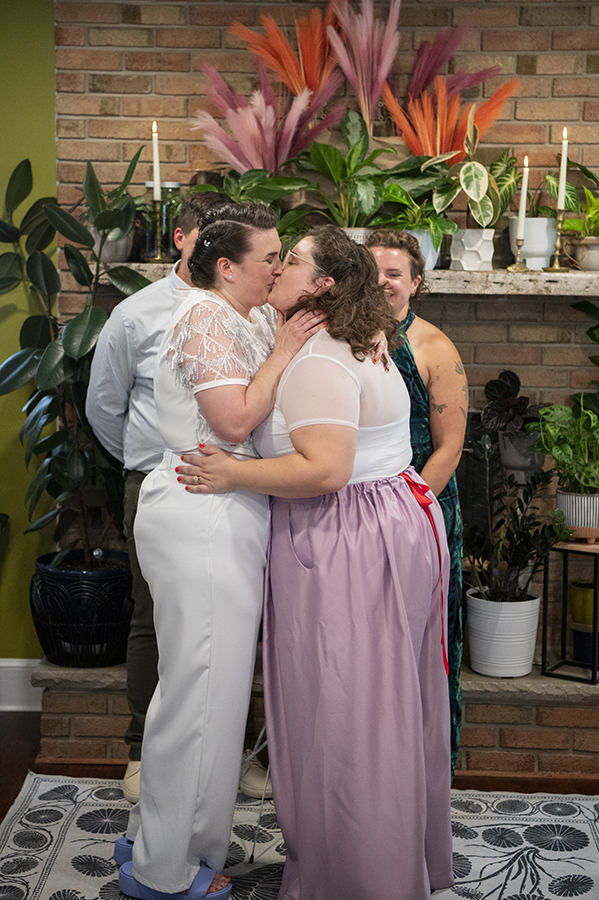 intimate New Jersey wedding ceremony at brides' home