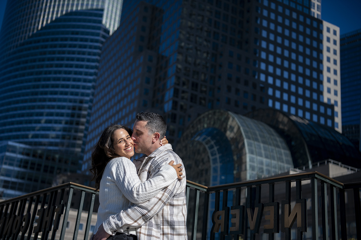 NYC engaged couple in Lower Manhattan