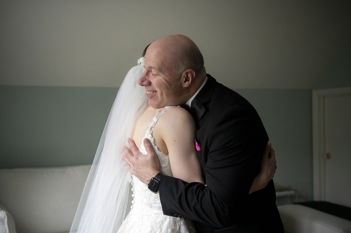 bride getting ready for Stone House at Stirling Ridge wedding
