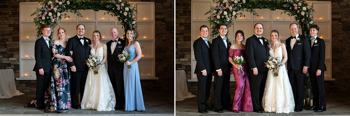 family portraits at Stone House at Stirling Ridge wedding