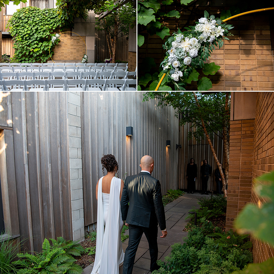 newlywed couple during wedding ceremony at Carroll Hall in Brooklyn