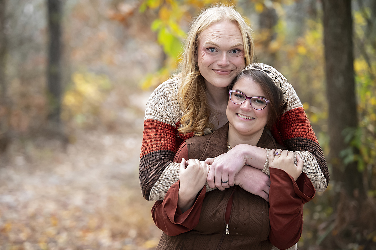 fall same sex engagement session