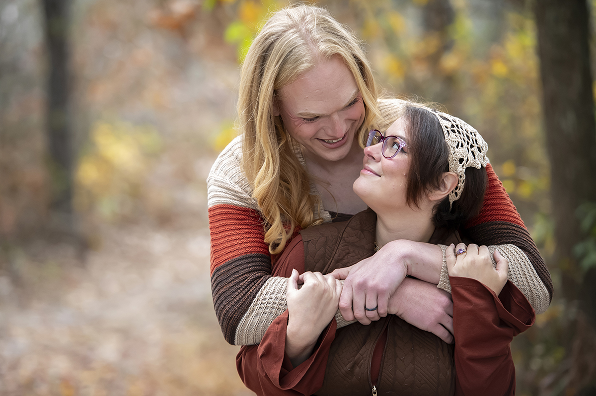 fall same sex engagement session