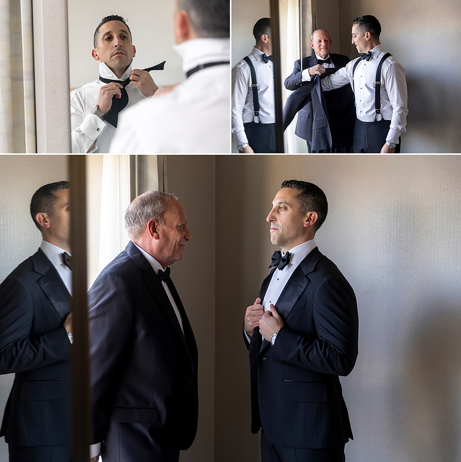 groom getting ready for wedding at Hudson House