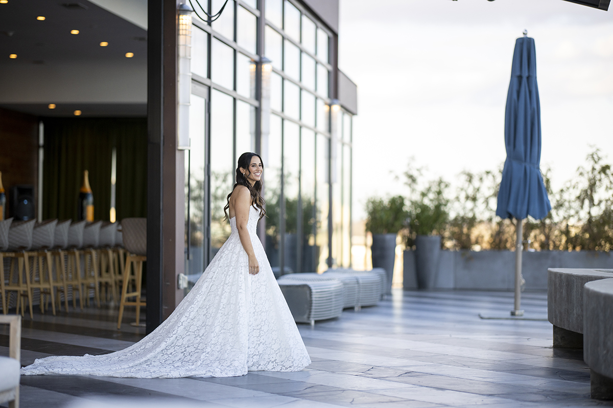 bride and groom first look at Hudson House wedding in Jersey City