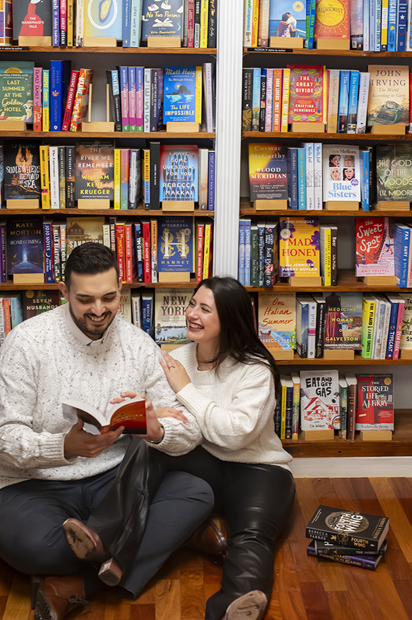 Westfield Bookstore Engagement Photos | Westfield Wedding Photographer | Rina + Mike
