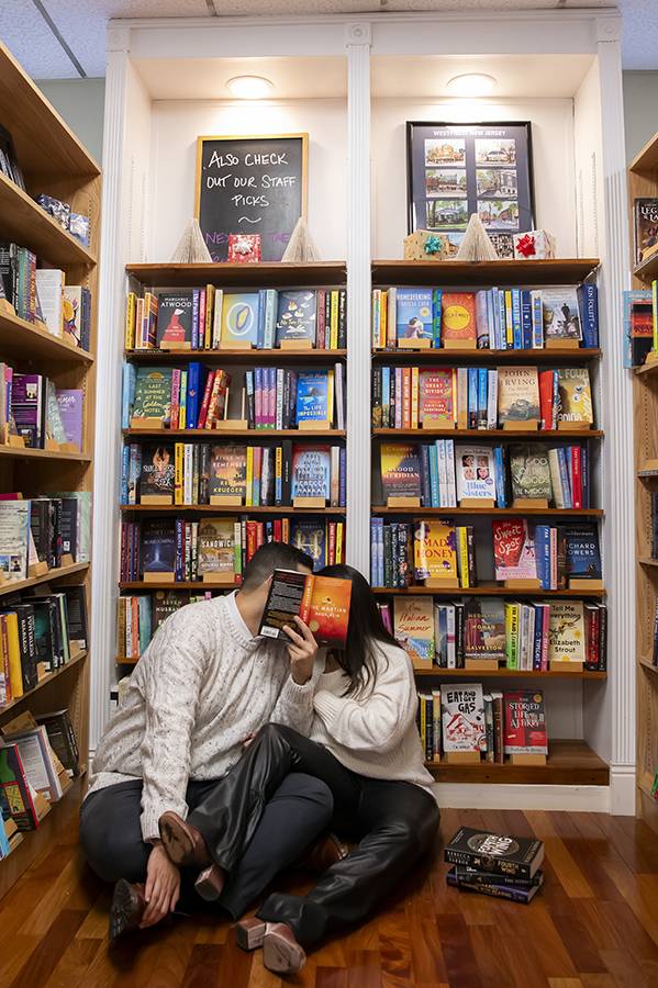 Westfield Bookstore Engagement Photos | Westfield Wedding Photographer | Rina + Mike
