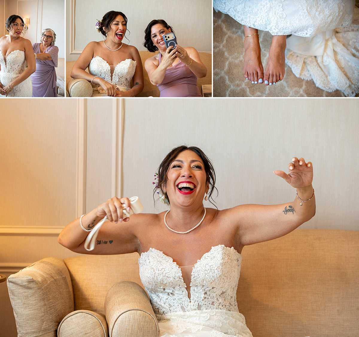 bride on her wedding day at Glen Island Harbour Club