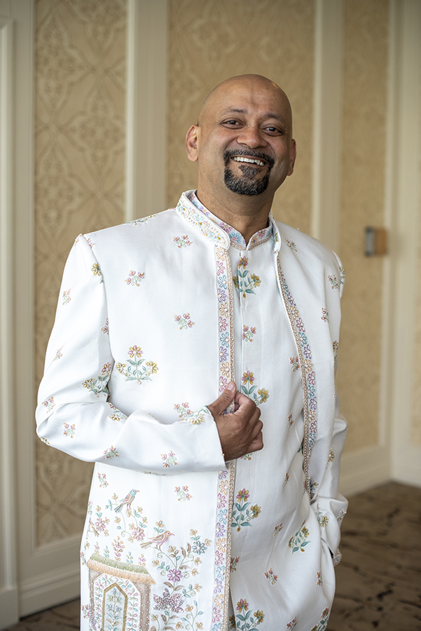 groom on his wedding day at Glen Island Harbour Club