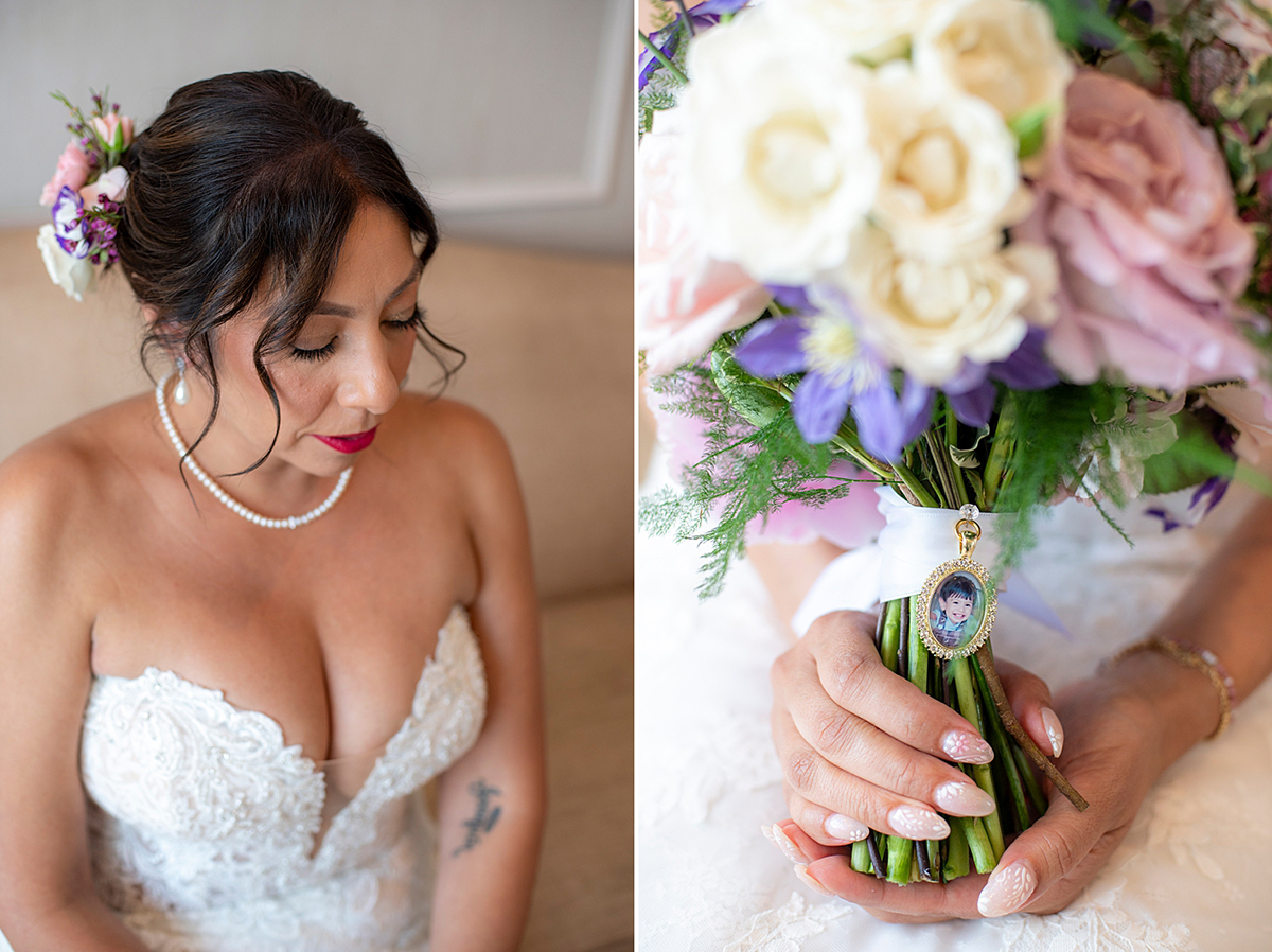 bride on her wedding day at Glen Island Harbour Club