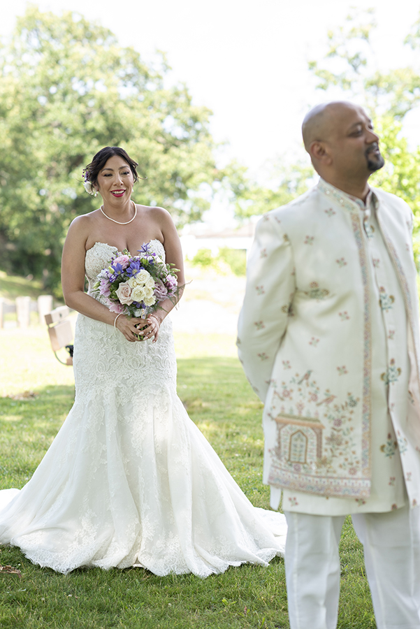 bride and groom at Glen Island Harbour Club wedding