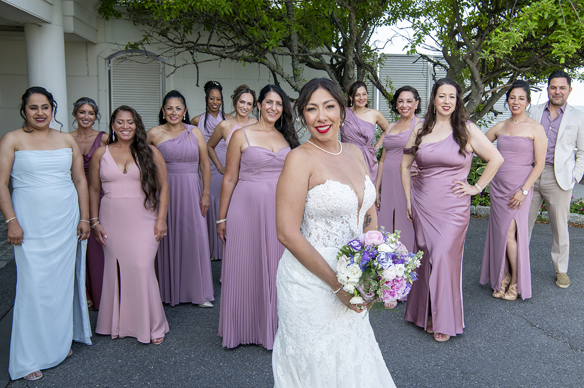bride and bridesmaids at Glen Island Harbour Club wedding