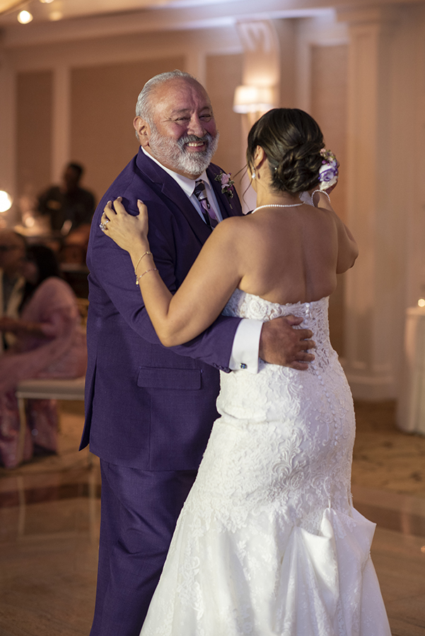 bride and her father during wedding reception at Glen Island Harbour Club