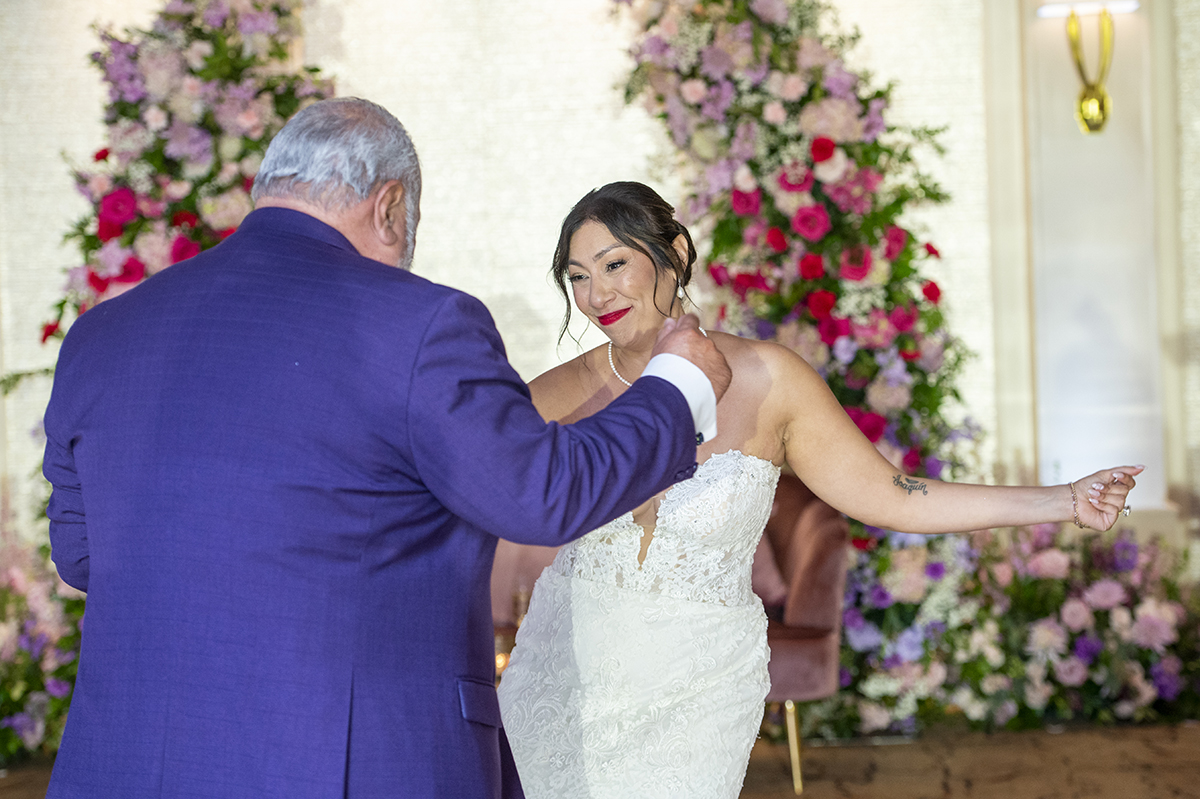 bride and her father during wedding reception at Glen Island Harbour Club